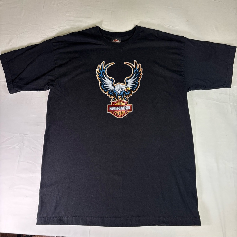 Harley Davidson Men's XL Crew Neck Short Sleeve Vintage 2004 USA Black T-Shirt.